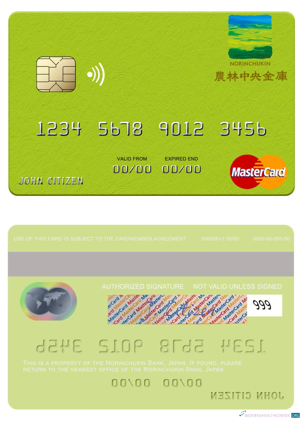 Download Japan Norinchukin Bank mastercard Photoshop template